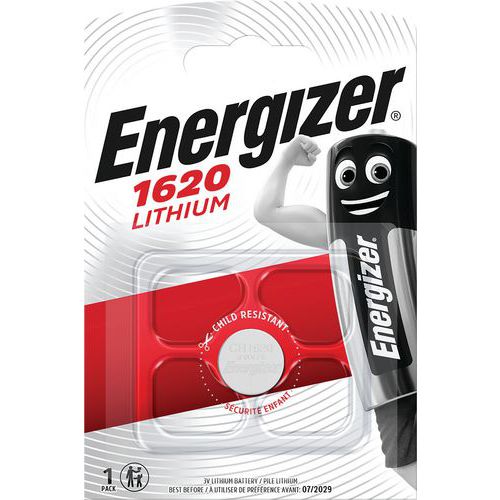 Pilha de lítio multifunções para calculadoras, relógios, entre outros – CR1620 – Energizer