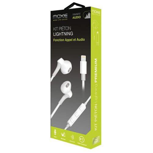 Kit peão estéreo Lightning iPhone 7/8, X/XS, XR, XS Max – Moxie