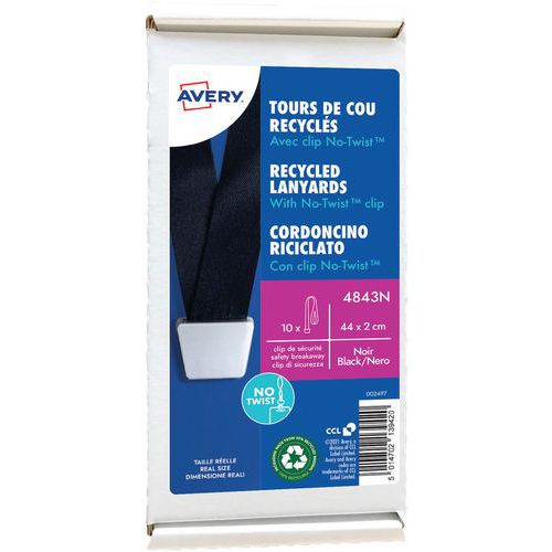 Fita de pescoço em material reciclado Clip No-Twist ™ – Avery Dennison