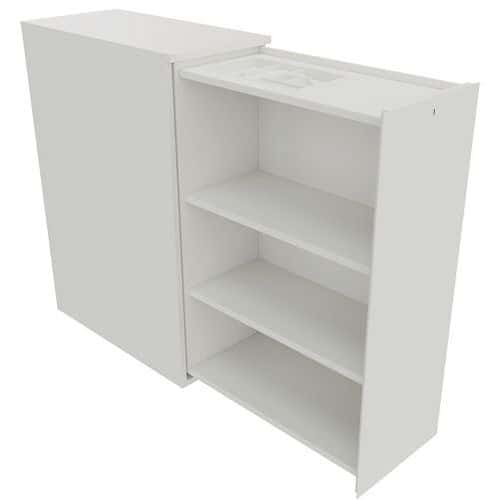 Bloco-gavetas branco com abertura lateral direita – altura: 115 cm – gavetas fixas