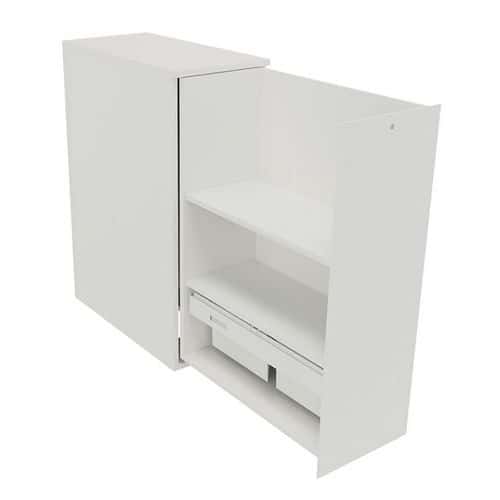 Bloco-gavetas branco com abertura lateral direita – altura: 115 cm – gavetas fixas + 1 telescópica