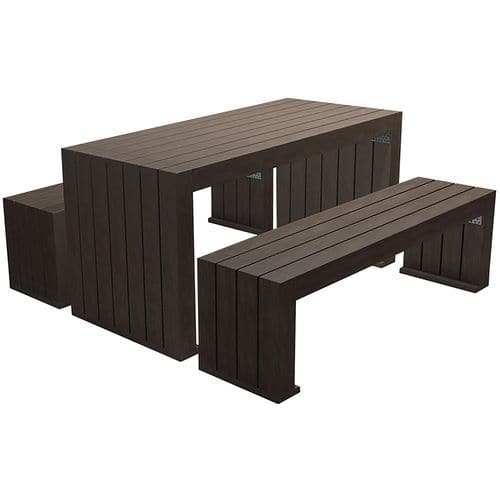 Conjunto de mesa/banco de exterior em plástico reciclado Rebnew – Benito