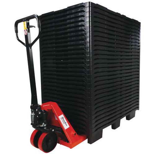 Porta-paletes manual com capacidade de 2500 kg + 30 paletes encaixáveis com 9 apoios – Manutan Expert