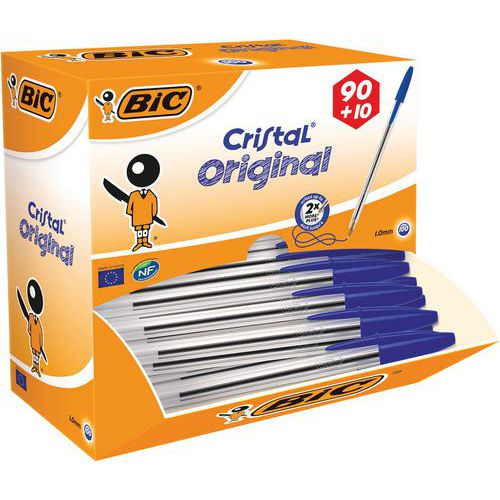 Esferográfica com tampa Cristal – caixa de 90 unidades + 10 grátis – Bic®