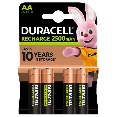 Pilha recarregável AA LR6 de 2500 mAh – conjunto de 4 – Duracell