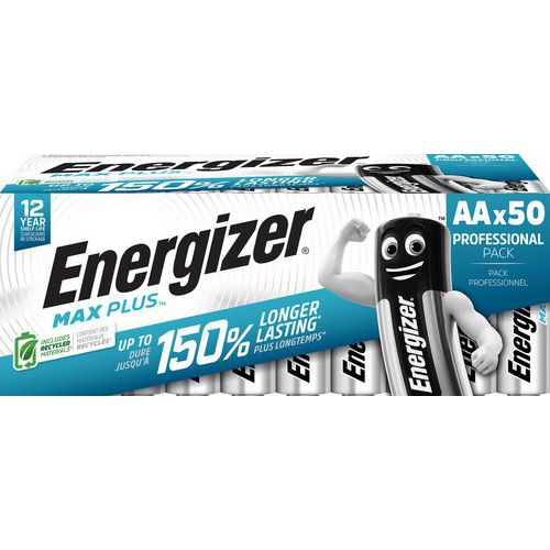 Pilha alcalina Max Plus AA – 50 unidades – Energizer