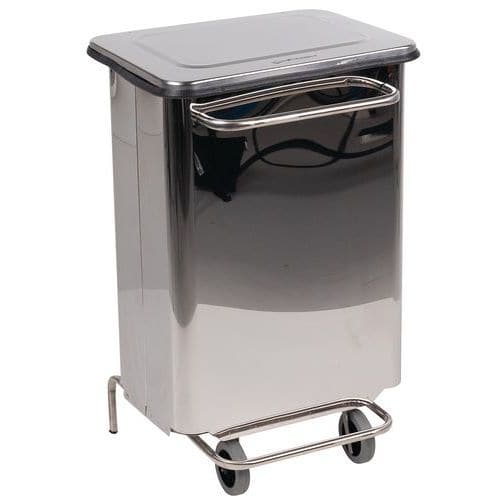 Contentor móvel antifogo com pedal em inox brilhante de 70 L – Manutan Expert