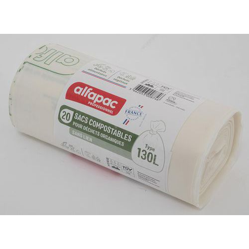 Saco de lixo compostável – resíduos orgânicos – 130 L – natural