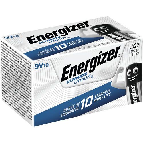 Pilha Ultimate Lithium – 9 V – conjunto de 10 – Energizer