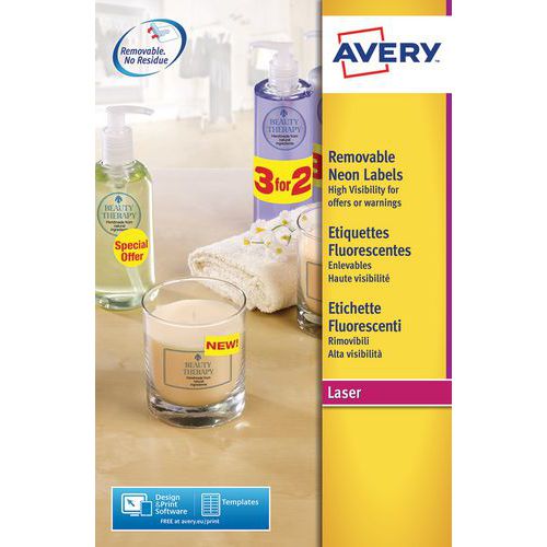 Etiqueta fluorescente reposicionável Avery – Impressão a laser