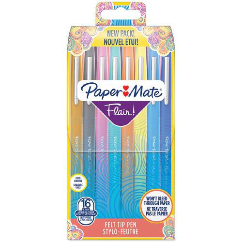 Caneta de feltro Flair Original – bolsa de 16 unidades – Papermate