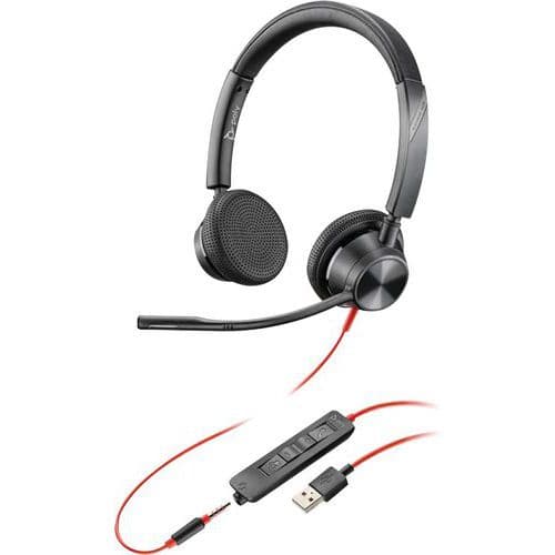 Auscultadores USB-A BW3325 com cabo e 2 auriculares