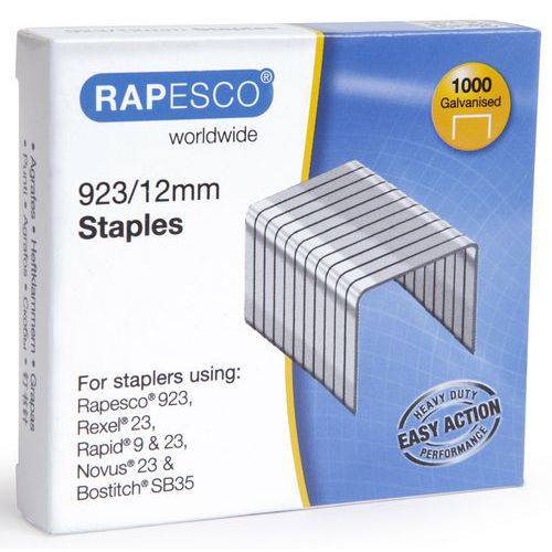 Caixa de 1000 agrafos 23/12 galvanizados para agrafador – Rapesco