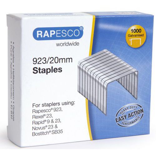 Caixa de 1000 agrafos 23/20 galvanizados para agrafador – Rapesco