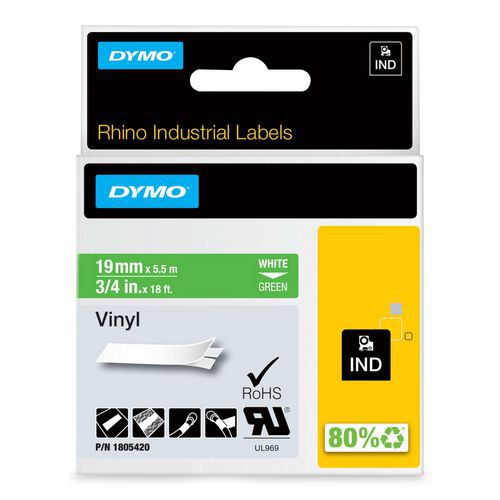 Fita de etiquetas Industrial Rhino em vinil autocolante – Dymo