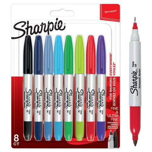 Marcador permanente Sharpie Twin Tip com 2 tamanhos de ponta – Sharpie