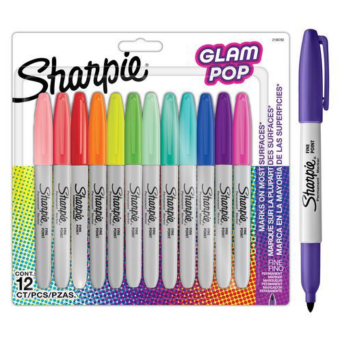 Marcador permanente Glam Pop Sharpie Fine com ponta fina de 0,9 mm – Sharpie