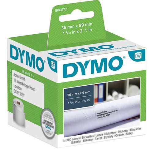 Etiquetas adesivas para identificação de moradas LabelWriter – Papel branco – Dymo