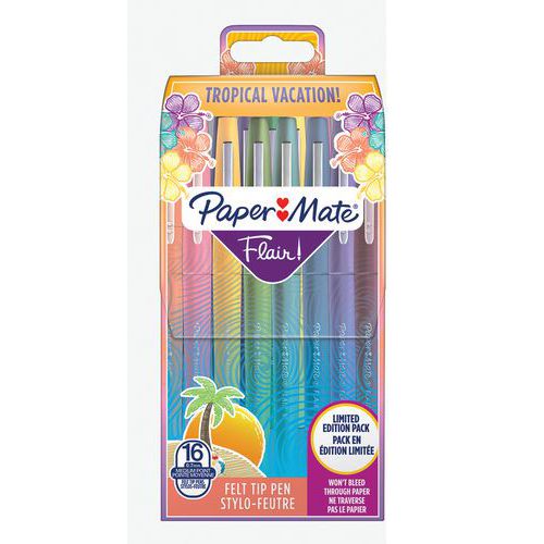 Canetas de feltro Flair Tropical – 16 unidades – Paper Mate