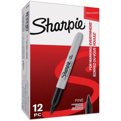 Marcador permanente, ponta fina – Caixa de 12 – Sharpie