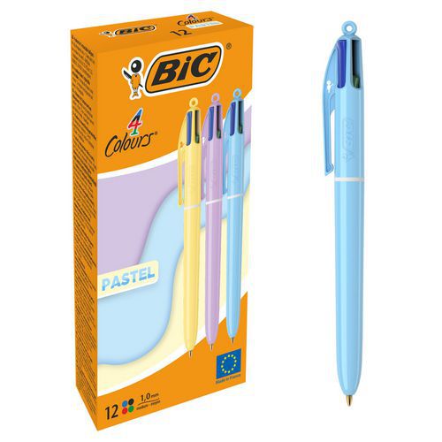 Esferográfica BIC 4 cores pastel, estrutura em pastel – 3 cores sortidas – Bic