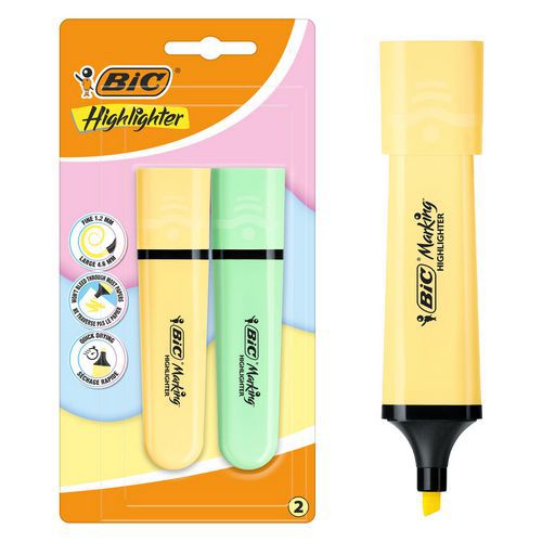 Marcador plano Bic Marking Pastel com ponta biselada – Bic