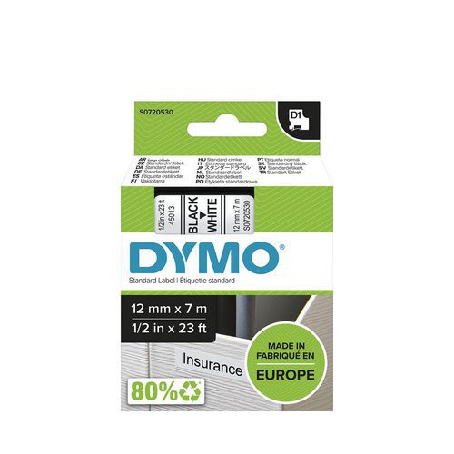 Cassete de fita D1 com 12 mm de largura – Dymo