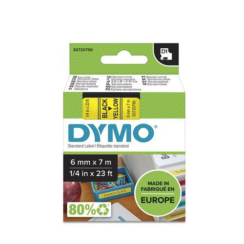 Cassete de fita D1 com 6 mm de largura – Dymo