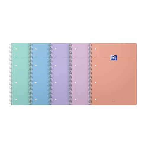 Caderno Smart Oxford em espiral perfurado de 230 x 297 – cores pastel – Oxford