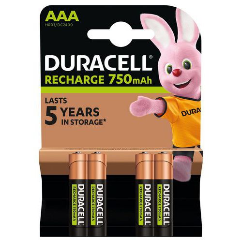 Pilhas AAA recarregáveis de 750 mAh – conjunto de 4 – Duracell