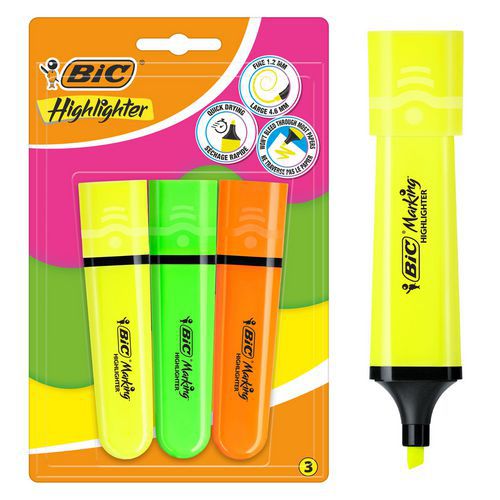 Marcador plano BIC Marking Fluo – ponta biselada – BIC