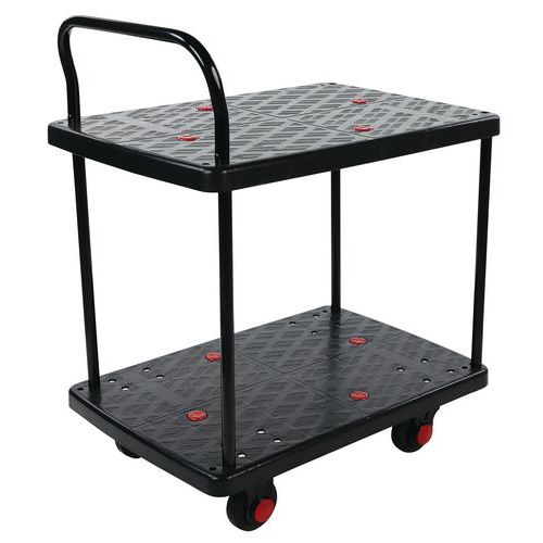 Carro de plataformas preto – capacidade de carga de 150 a 300 kg – Manutan Expert