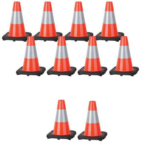 Cone com 1 faixa refletora – conjunto de 10 – Manutan Expert