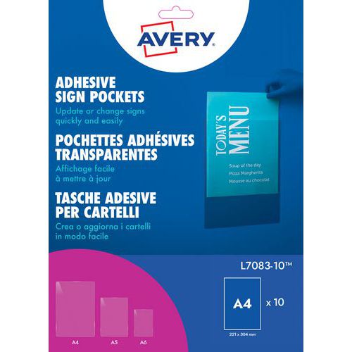 Bolsa adesiva transparente para colocar na parede – Avery