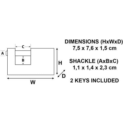 Cadeado com chave em latão retangular 607EURDCC – Master Lock