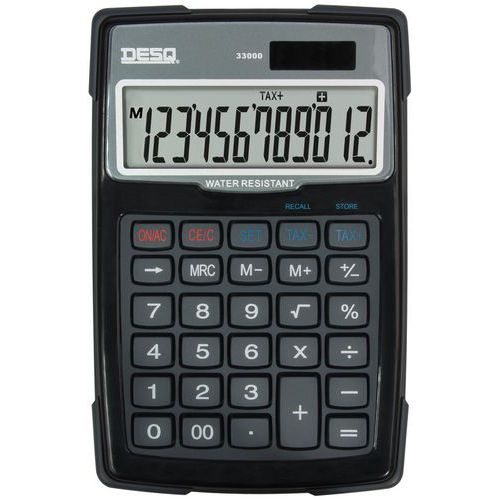 Calculadora de secretária impermeável 33000 – visor de 12 dígitos Large – Desq