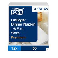 Guardanapos Dinner brancos, dobragem 1/8, 12x50 guardanapos – Tork LinStyle®