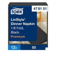 Guardanapos Dinner pretos dobragem 1/8, 12 x 50 guardanapos – Tork LinStyle®