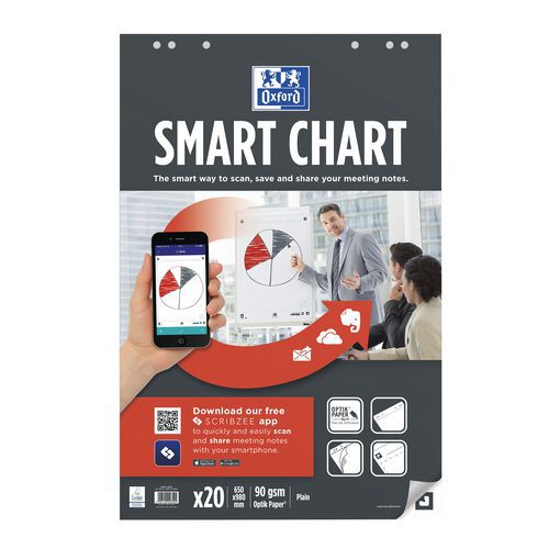 Bloco de papel liso Oxford Smartchart para quadros e cavaletes