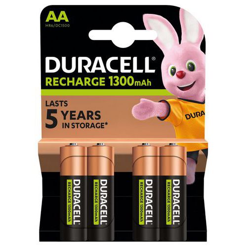 Pilhas AA recarregáveis de 1300 mAh – conjunto de 4 – Duracell